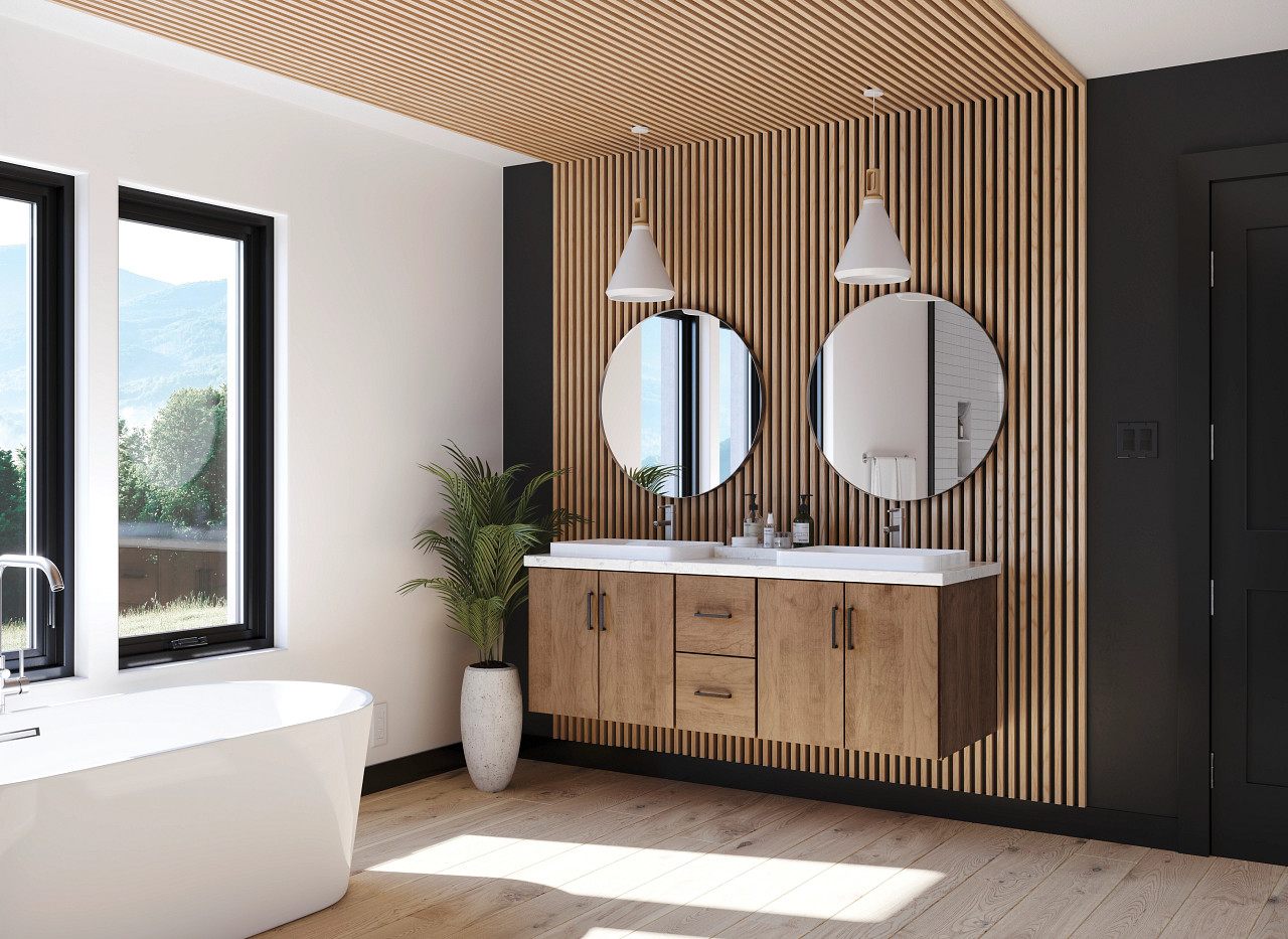 Masterpiece Epic natural oak floating vanity bath