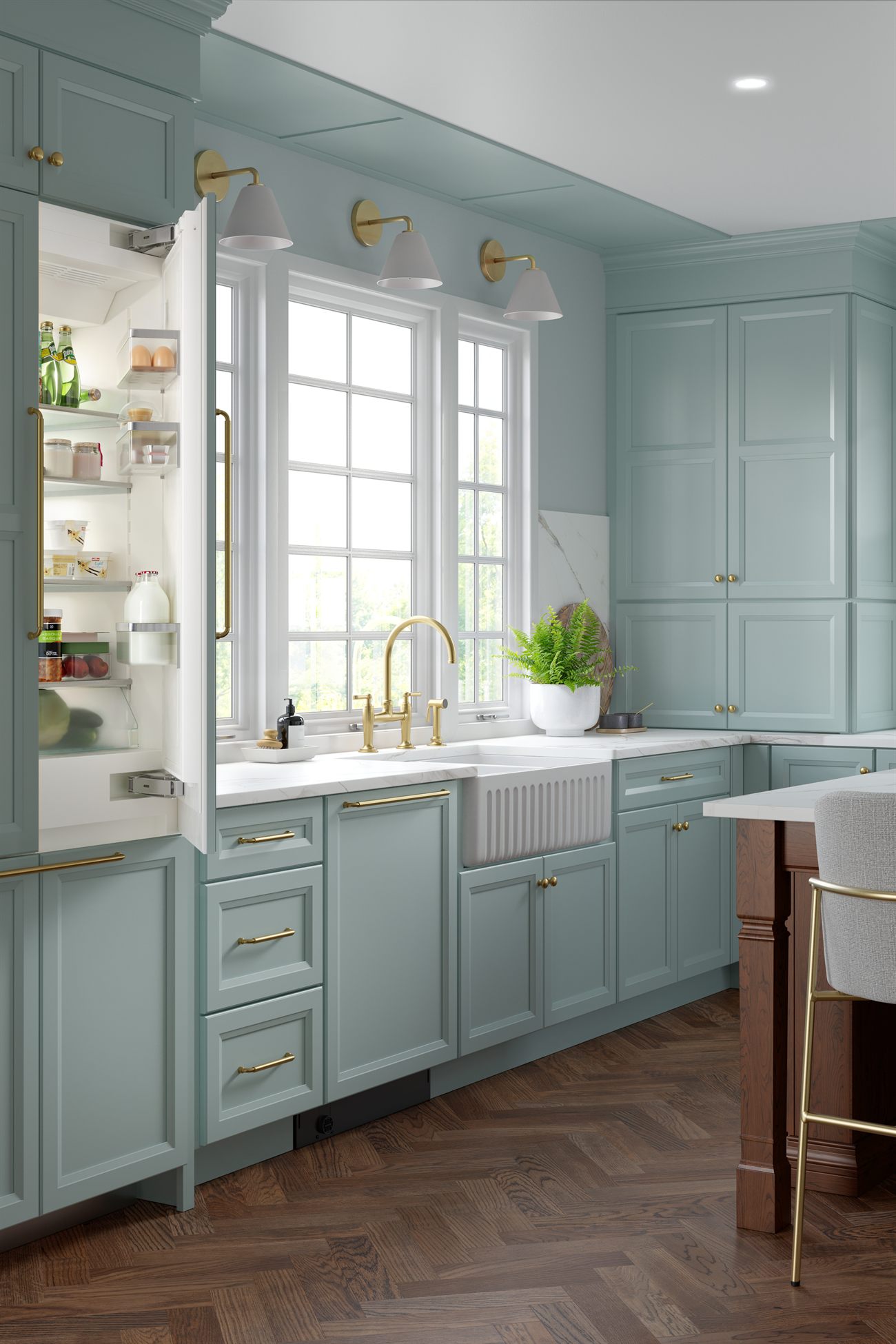 MasterBrand Diamond coastal teal painted kitchen